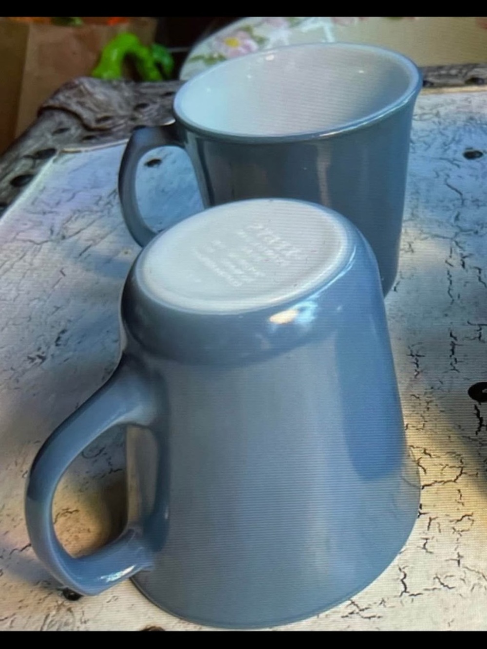 Set of 6 Slate blue Corning coffee/tea mugs